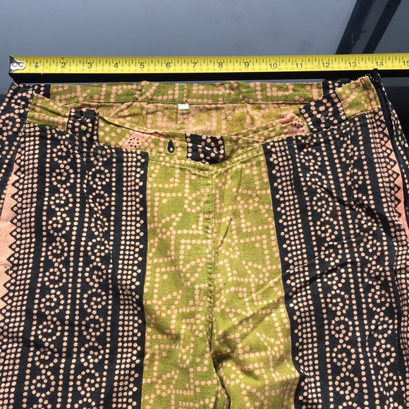 Pants - Bell flare Tribal African black yellow stripe pant